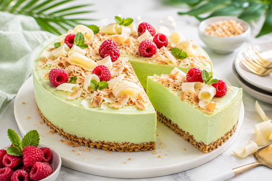 Pandan & White Chocolate Christmas Cheesecake
