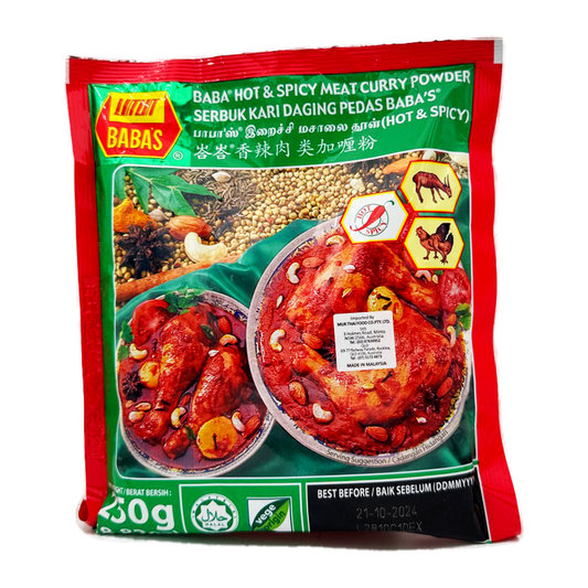 Babas Meat Curry Powder Hot 250G
