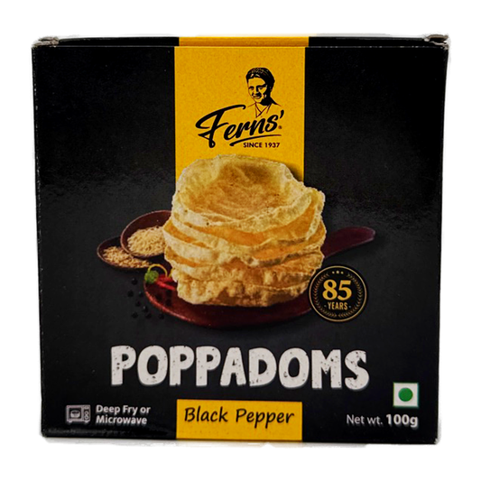 Poppadum Black Pepper Ferns 100G